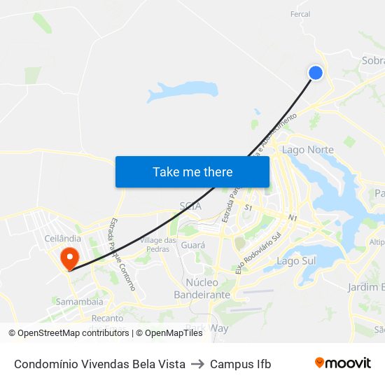 Condomínio  Vivendas Bela Vista to Campus Ifb map
