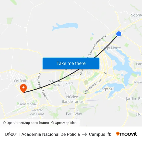 Df-001 | Academia Nacional De Polícia to Campus Ifb map