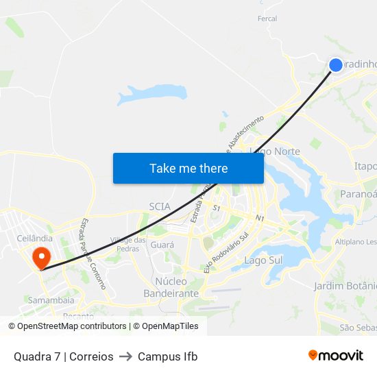 Quadra 7 | Correios to Campus Ifb map