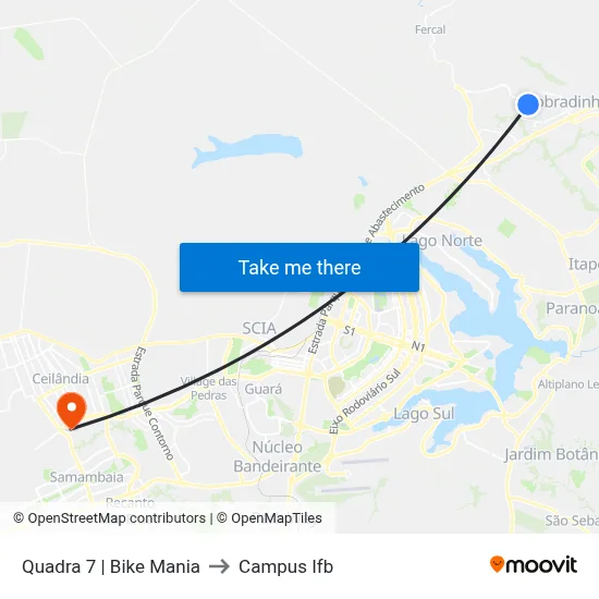 Quadra 7 | Bike Mania to Campus Ifb map