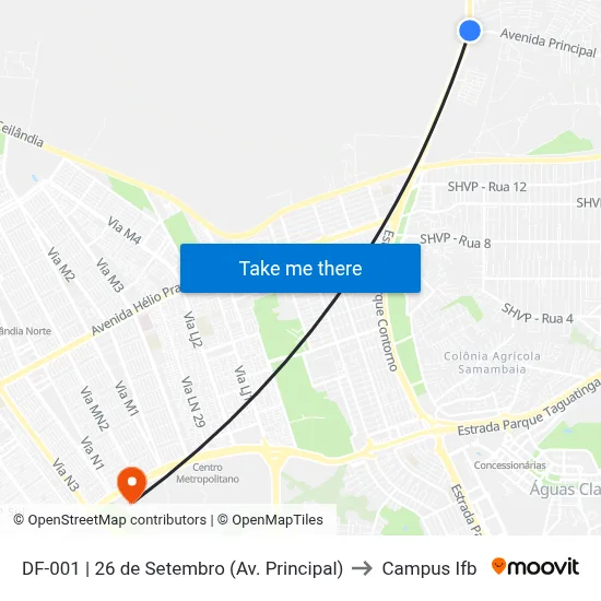 DF-001 | 26 de Setembro (Av. Principal) to Campus Ifb map