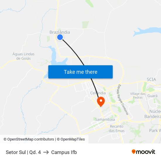 Setor Sul | Qd. 4 to Campus Ifb map