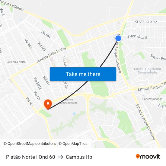 Pistão Norte | Qnd 60 to Campus Ifb map
