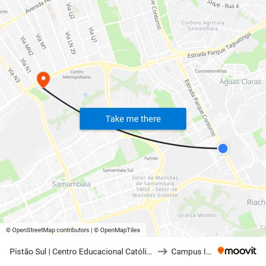 Pistão Sul | Centro Educacional Católica to Campus Ifb map