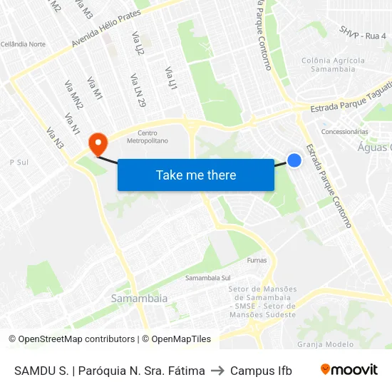 SAMDU S. | Paróquia N. Sra. Fátima to Campus Ifb map