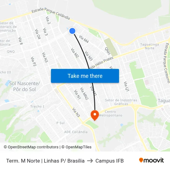Term. M Norte | Linhas P/ Brasília to Campus IFB map