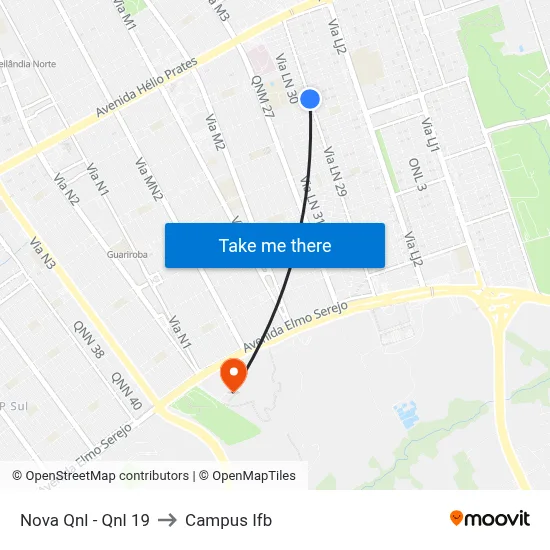 Nova Qnl - Qnl 19 to Campus Ifb map