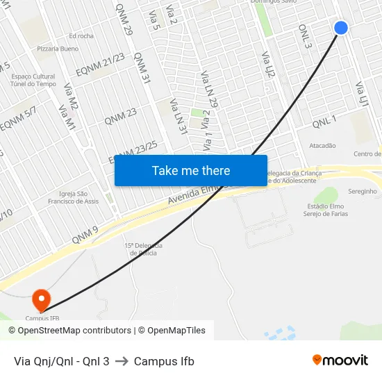 Via Qnj/Qnl - Qnl 3 to Campus Ifb map