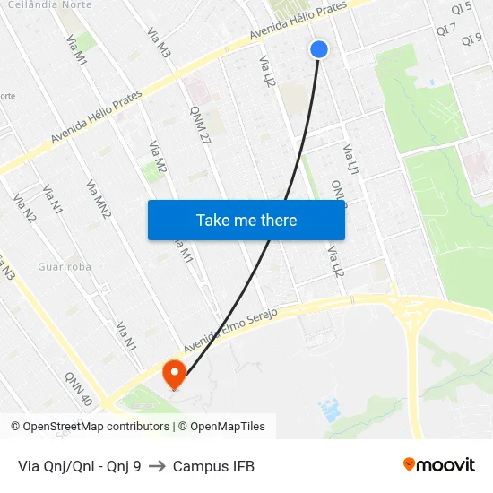 Via Qnj/Qnl - Qnj 9 to Campus IFB map
