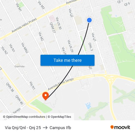 Via Qnj/Qnl - Qnj 25 to Campus Ifb map