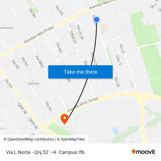 Via L Norte - Qnj 52 to Campus Ifb map