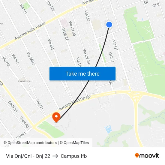 Via Qnj/Qnl - Qnj 22 to Campus Ifb map
