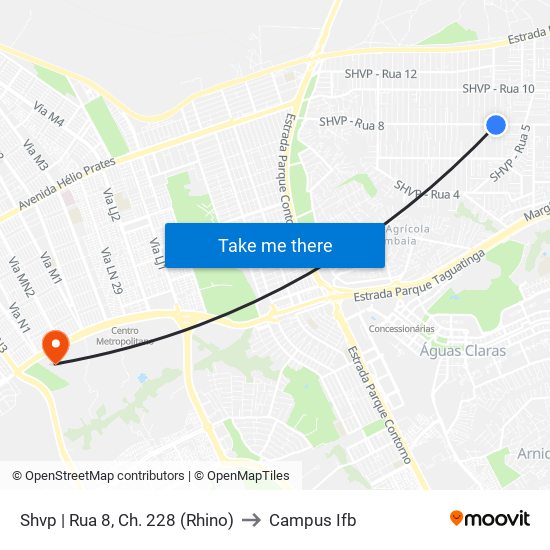 Shvp | Rua 8, Ch. 228 (Rhino) to Campus Ifb map