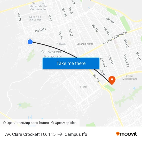Av. Clare Crockett | Q. 115 to Campus Ifb map