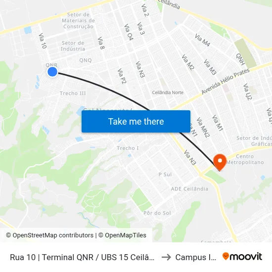 Rua 10 | Terminal QNR / UBS 15 Ceilândia to Campus IFB map