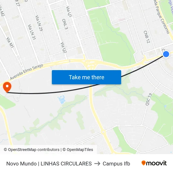 Novo Mundo | LINHAS CIRCULARES to Campus Ifb map