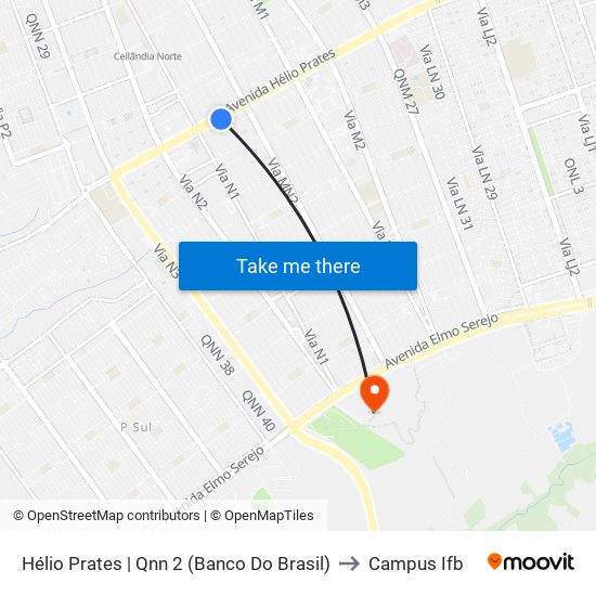 Hélio Prates | Qnn 2 (Banco Do Brasil) to Campus Ifb map