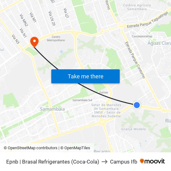 Epnb | Brasal Refrigerantes (Coca-Cola) to Campus Ifb map