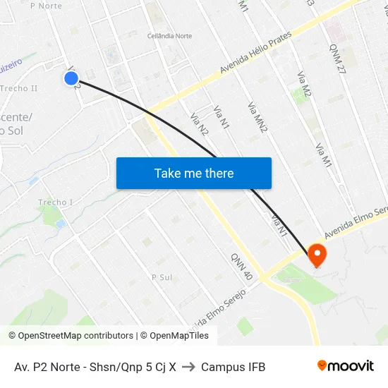 Av. P2 Norte - Shsn/Qnp 5 Cj X to Campus IFB map