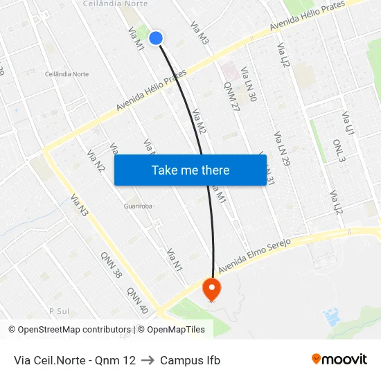 Via Ceil.Norte - Qnm 12 to Campus Ifb map