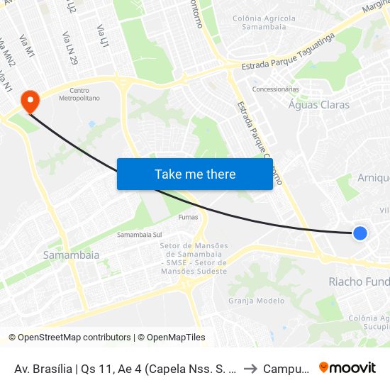 Av. Brasília | Qs 11, Ae 4 (Capela Nss. S. Do Amparo) to Campus Ifb map