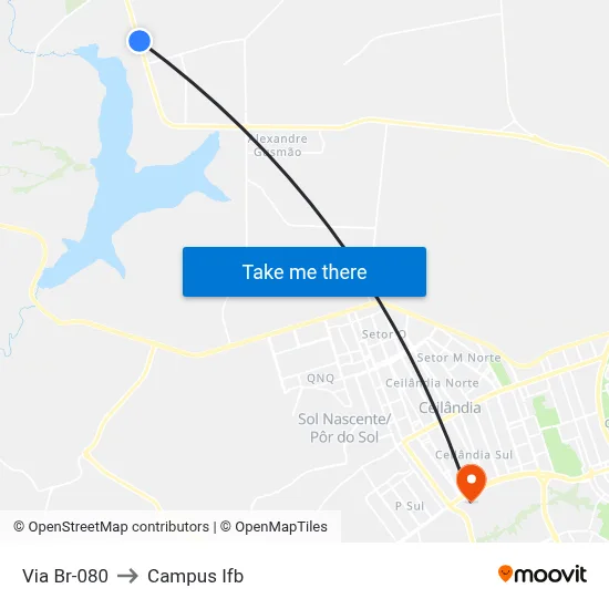 Via Br-080 to Campus Ifb map