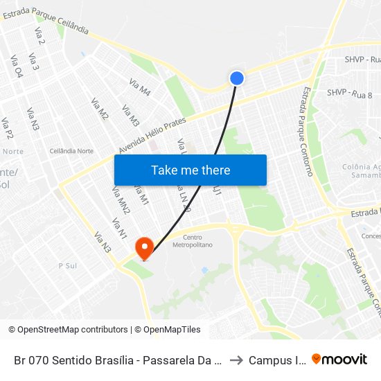 Br 070 Sentido Brasília - Passarela Da Qng to Campus Ifb map