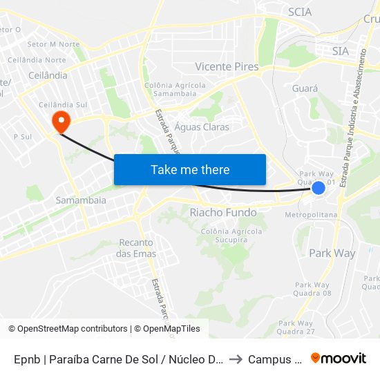Epnb | Paraíba Carne De Sol / Núcleo Da Fé to Campus Ifb map