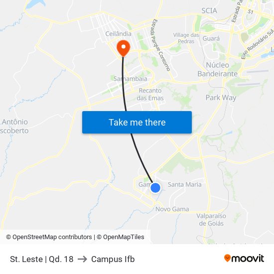 St. Leste | Qd. 18 to Campus Ifb map