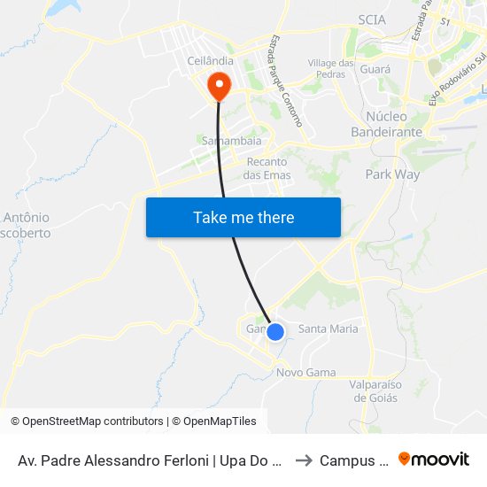 Av. Padre Alessandro Ferloni | Upa Do Gama to Campus Ifb map