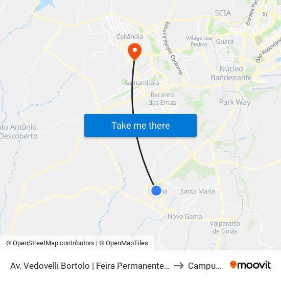 Av. Vedovelli Bortolo | Feira Permanente Do Gama to Campus Ifb map