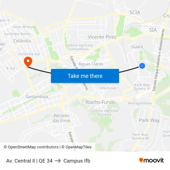 Av. Central ll | QE 34 to Campus Ifb map