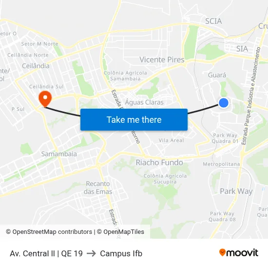 Av. Central ll | QE 19 to Campus Ifb map