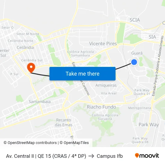 Av. Central ll | QE 15 (CRAS / 4ª DP) to Campus Ifb map