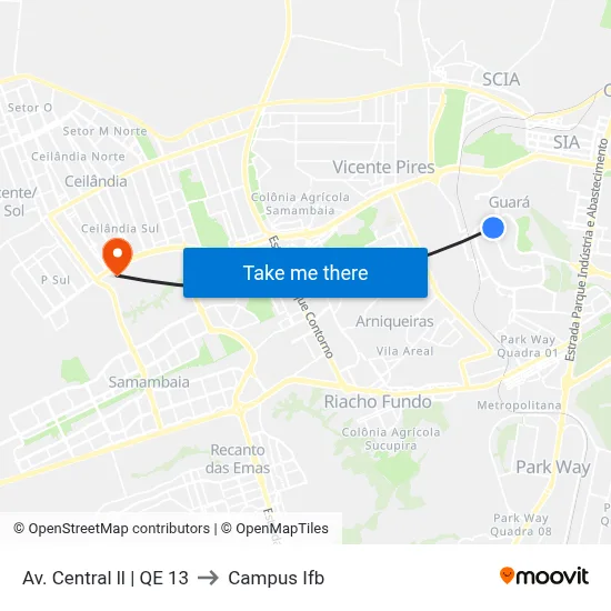 Av. Central ll | QE 13 to Campus Ifb map