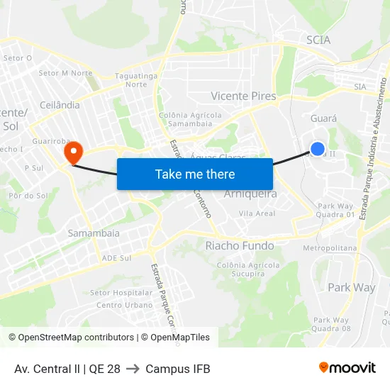 Av. Central ll | QE 28 to Campus IFB map