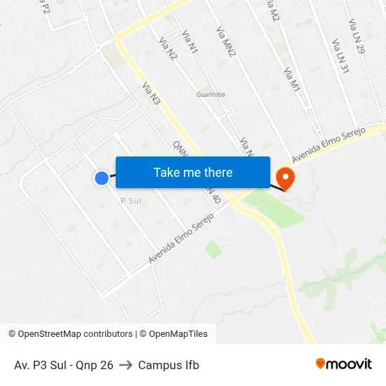 Av. P3 Sul - Qnp 26 to Campus Ifb map