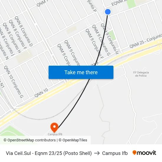 Via Ceil.Sul - Eqnm 23/25 (Posto Shell) to Campus Ifb map