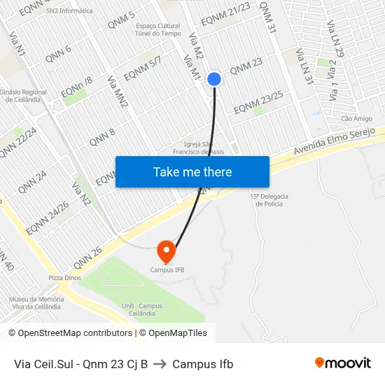 Via Ceil.Sul - Qnm 23 Cj B to Campus Ifb map