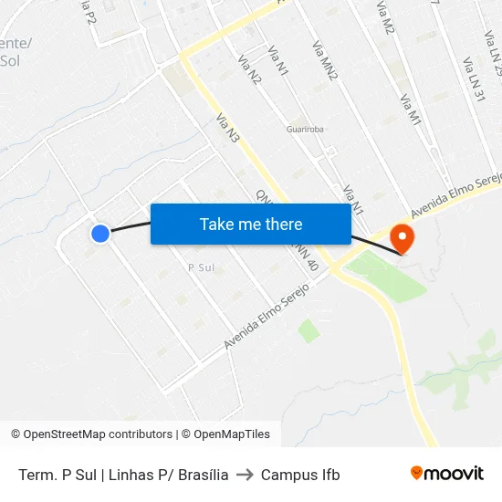 Term. P Sul | Linhas P/ Brasília to Campus Ifb map
