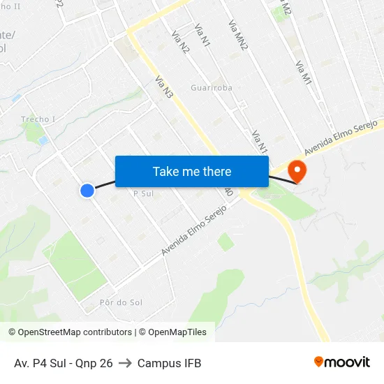 Av. P4 Sul - Qnp 26 to Campus IFB map