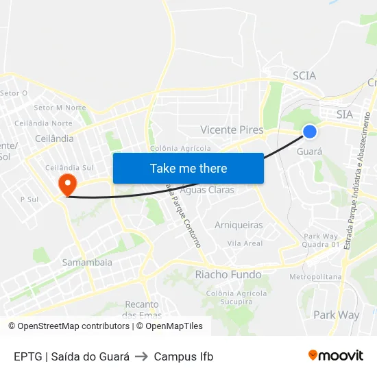 EPTG | Saída do Guará to Campus Ifb map