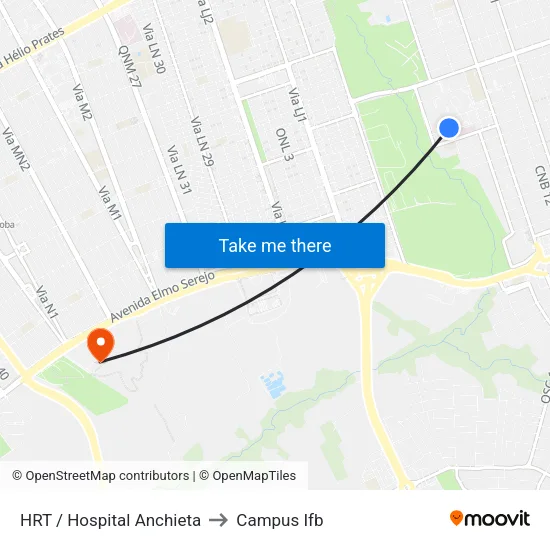 HRT / Hospital Anchieta to Campus Ifb map