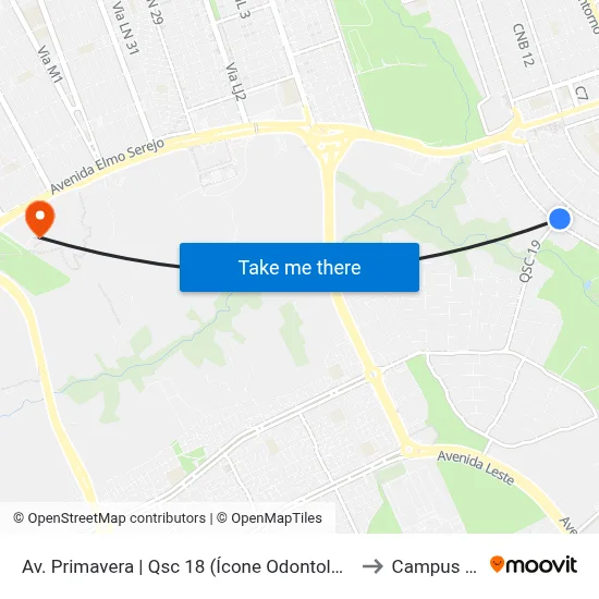 Av. Primavera | Qsc 18 (Ícone Odontologia) to Campus Ifb map