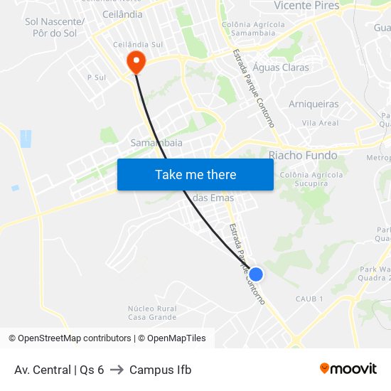 Av. Central | Qs 6 to Campus Ifb map