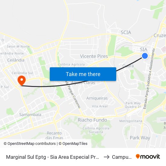 Marginal Sul Eptg - Sia Area Especial Próximo À Ceb to Campus Ifb map