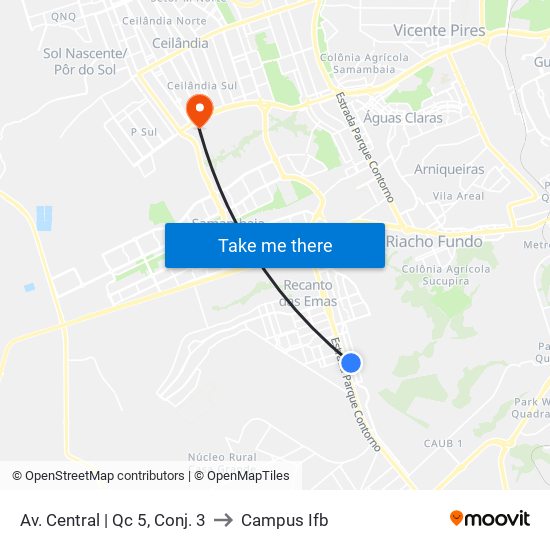 Av. Central | Qc 5, Conj. 3 to Campus Ifb map