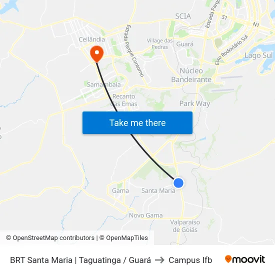 BRT Santa Maria | Taguatinga / Guará to Campus Ifb map
