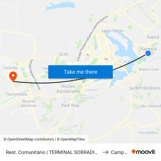 Rest. Comunitário | TERMINAL SOBRADINHO / PLANALTINA to Campus Ifb map