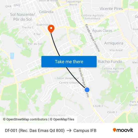 Df-001 (Rec. Das Emas Qd 800) to Campus IFB map